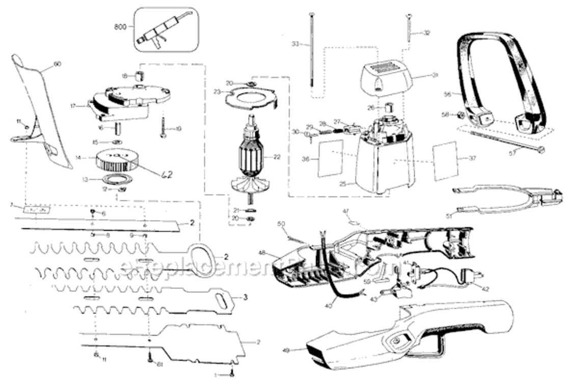 Page A Diagram and Parts List for 8144 Type 4 Black and Decker Hedge Trimmer
